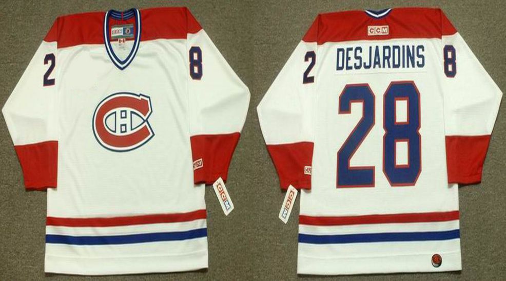 2019 Men Montreal Canadiens 28 Desjardins White CCM NHL jerseys